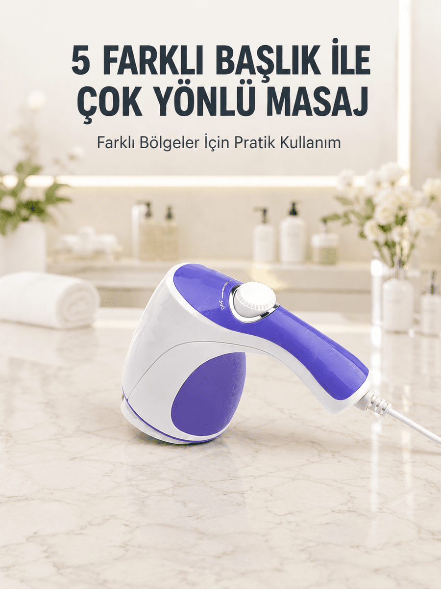 Elektrikli Masaj Aleti 5 Başlıklı Güçlü Titreşimli Vücut Masaj Cihazı
