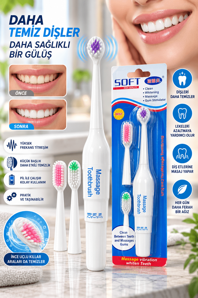 Diş Aralarını Temizlemeye Yardımcı Titreşimli Diş Fırçası