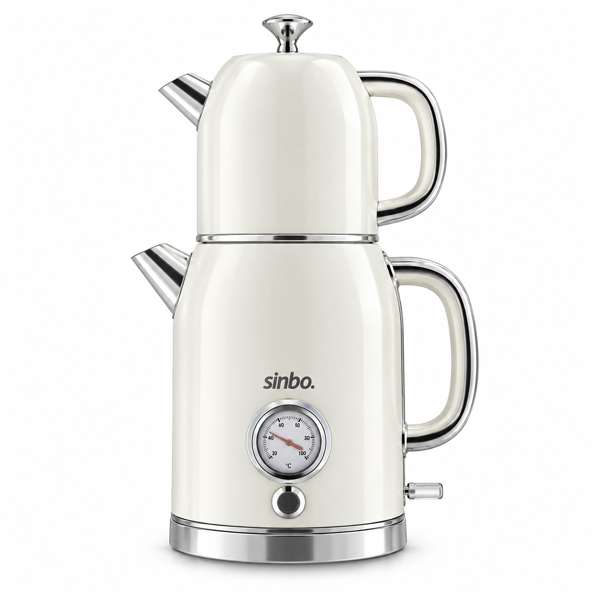 Elektrikli Retro Çay Seti 1600W Cam Demlik 1.8L+1L Derece Göstergeli