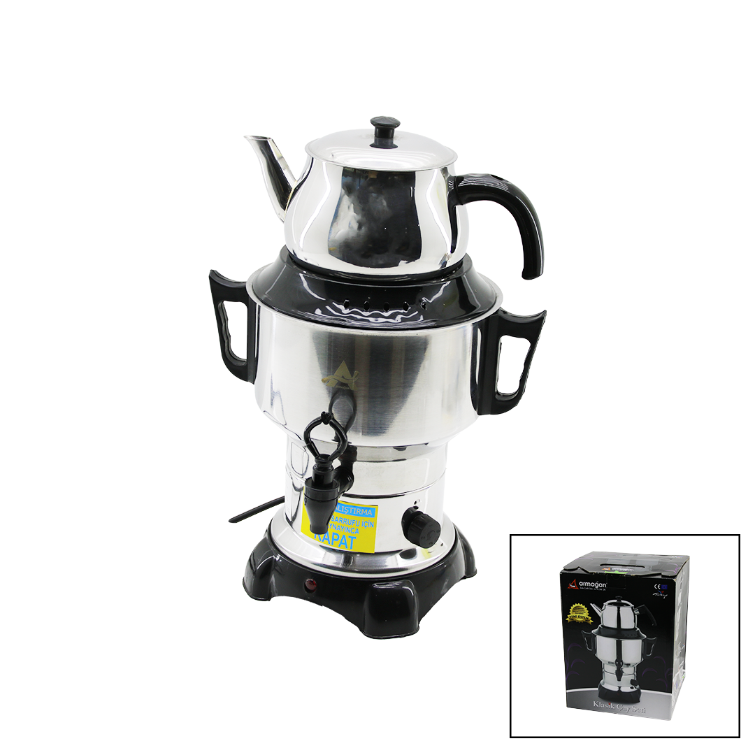 Elektrikli Semaver 4.5L Çay Seti (3.5L+1L) - 1100W Gizli Rezistans
