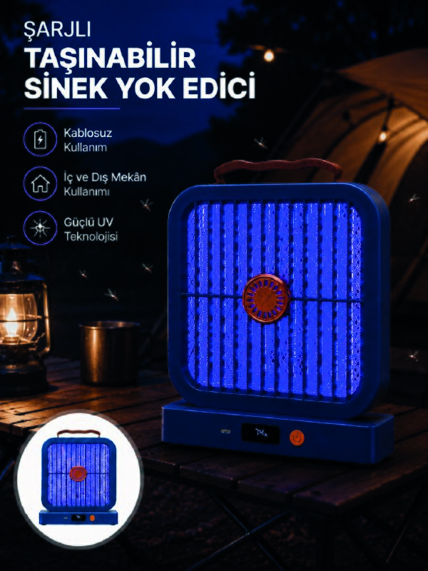 Elektrikli Sinek Öldürücü 365NM UV Işıklı Masaüstü Cihaz Mavi Renk