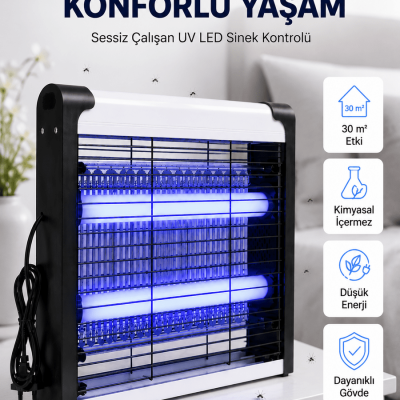Elektrikli UV LED Sinek Öldürücü Sessiz Çalışan Etkili Böcek Tuzağı