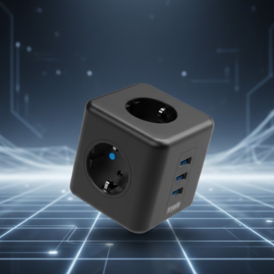 Elektronik Cihazlar İçin Akım Korumalı 3 Prizli USB’li Küp Priz