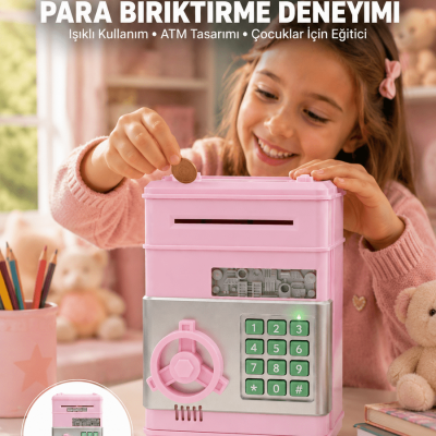 Elektronik Şifreli Otomatik Para Yutan Çocuk Kumbarası
