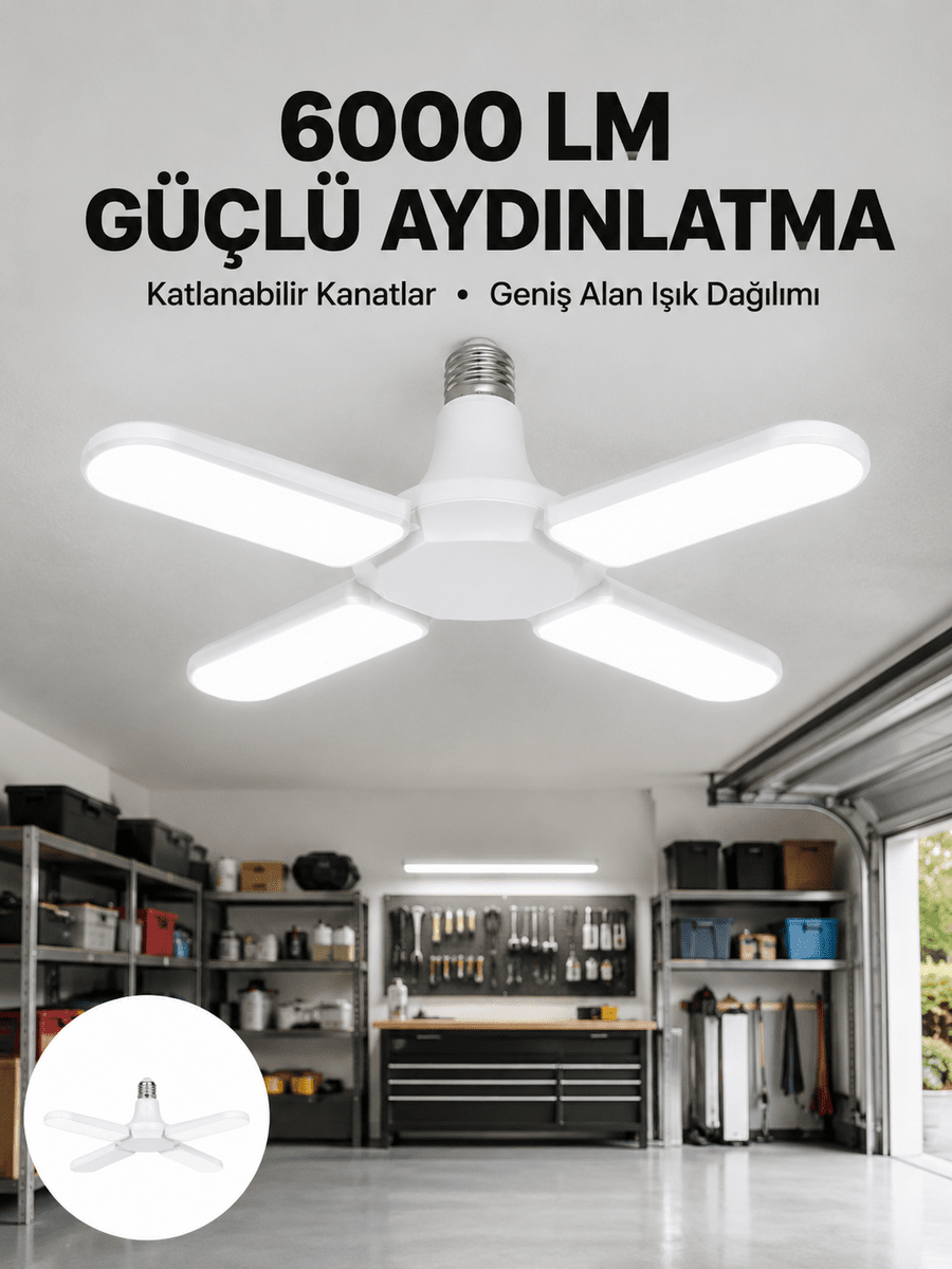 Enerji Tasarruflu LED Ampül 60 Watt 4 Kollu Beyaz Işık Yeni Nesil