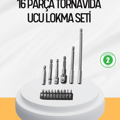 Ergonomik 16 Parça Bits Tornavida Uç ve Adaptör Seti