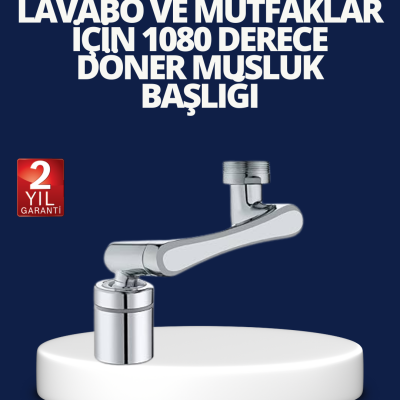 Esnek 1080° Musluk Başlığı 3 Eklemli Hareketli Su Modlu Lavabo Aparatı