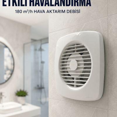 Ev Tipi Dekoratif Aspiratör 16 W 180 m³/h Banyo Mutfak WC Havalandırma Çözümü
