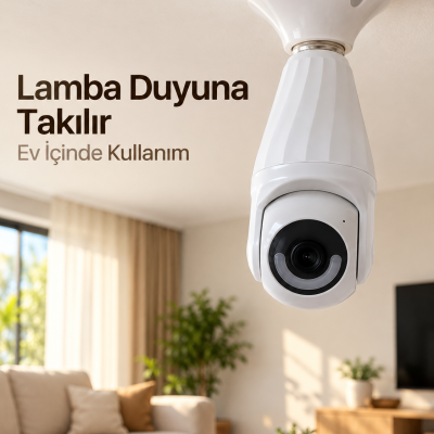 Ev ve Ofis İçin Telefondan Canlı İzlenebilen Duy Tipi Güvenlik Kamerası