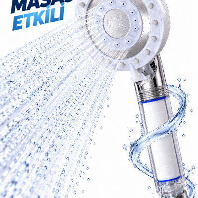 Filtreli Duş Başlığı Masaj Etkili Beyaz