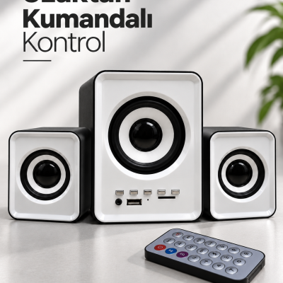 FM Radyolu Bluetooth Masaüstü Hoparlör Seti