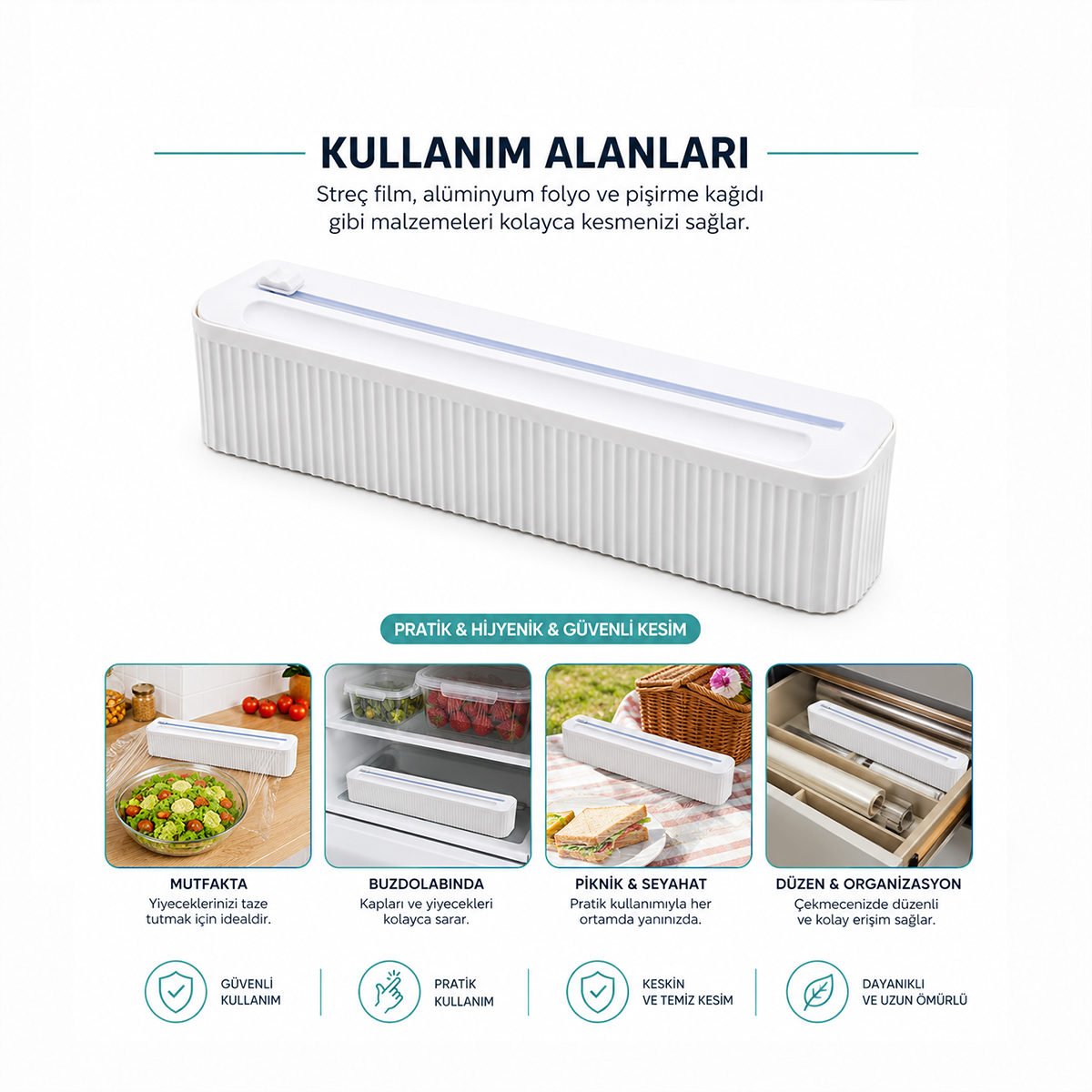 Folyo ve Streç Film Kesici 35 cm (Manyetik, Pratik Kesme Aparatlı)