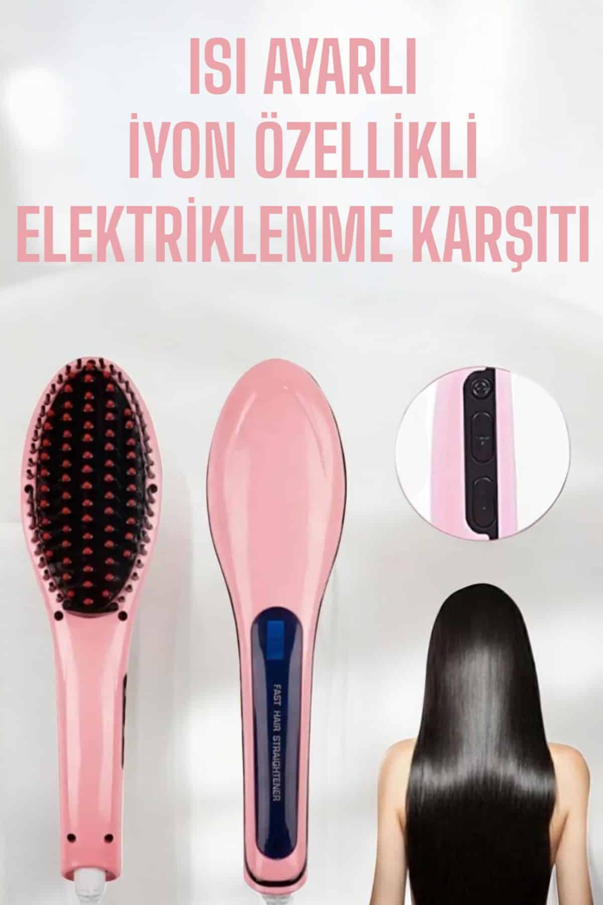 Fön Etkili Saç Düzleştirici Tarak Yıpranma Karşıtı Döner Kablo Isı Ayarlı