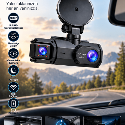 Full HD 1080P Gece Görüşü WiFi Bağlantı 180° Geniş Açı