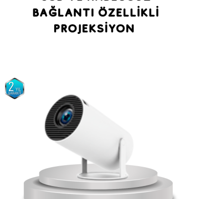 Full HD 4K Uyumlu Projeksiyon Cihazı 130 İnç Geniş Ekran Destekli