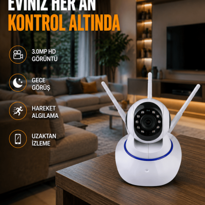 Full HD Akıllı IP Kamera – Gece Görüşlü, Hareket Sensörlü, Çift Yönlü Ses ve Online Kayıt Özellikli Yeni Nesil