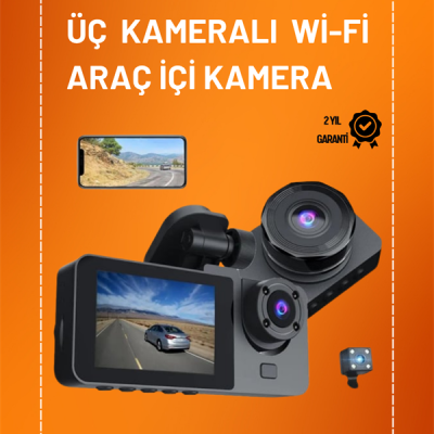 Full HD Çözünürlüklü Üç Kameralı Araç İçi Kamera – Park ve Sürüş Güvenliği