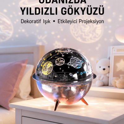 Galaksi ve Yıldız Efektli Nemlendirici Işık Projektörü Yeni Nesil