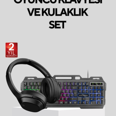 Gaming Set Işıklı Klavye Mouse + Bluetooth 5.2 Kulaklık Oyuncu Paketi