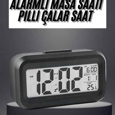 Gece Dijital Masa Saati Dijital Alarmlı Led Ekran Pilli Çalar Saat