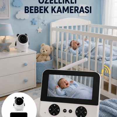 Gece Görüşlü Güvenli Bebek Monitörü 720P HD Görüntü Yeni Nesil