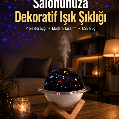 Gece lambası özellikli taşınabilir nemlendirici ve aromaterapi cihazı USB girişli