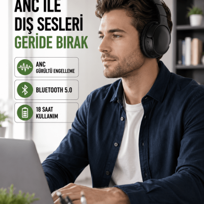 Geniş Frekans Aralıklı Bluetooth Kulak Üstü Kulaklık