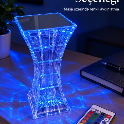 Geometrik Gövdeli Parlaklık Ayarlı LED Masa Lambası