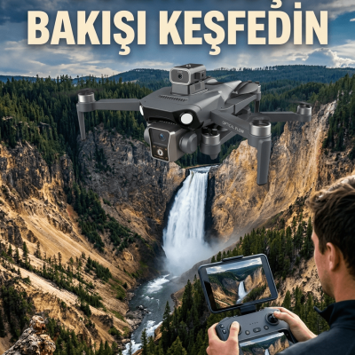 GPS Konumlandırmalı Çift Kameralı Drone Canlı Görüntü Aktarımlı