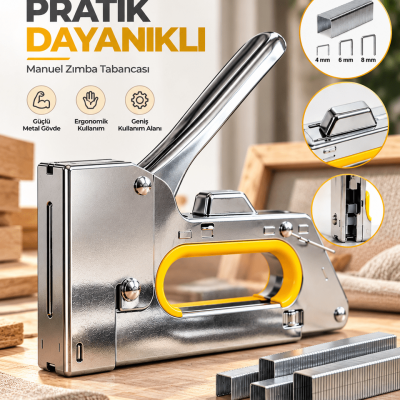 Güçlü Metal Gövdeli Manuel Zımba Tabancası No.13 4-6-8 mm Döşeme Kumaş Ahşap Sabitleme