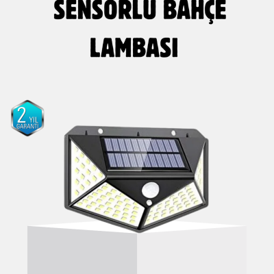 Güneş Enerjili 100 LED Dış Mekan Lamba Hareket Sensörlü, Uzun Süreli Şarj Solar Aydınlatma