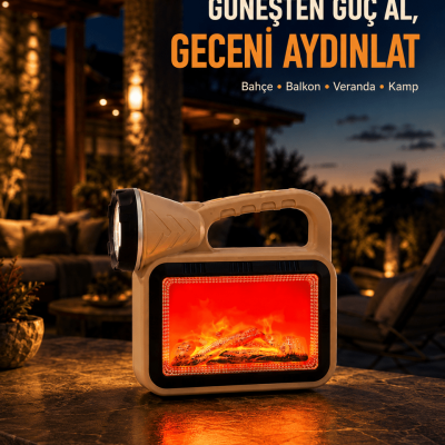 Güneş Enerjili Alev Efektli Lamba COB Led Su Geçirmez Çok Fonksiyonlu