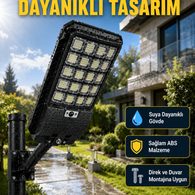 Güneş Enerjili Dış Mekan LED Lambası Geniş Aydınlatma Açılı Akıllı Sokak Lambası