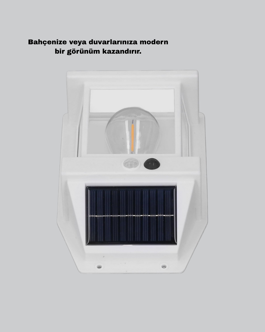Üç Modlu Güneş Enerjili Duvar Lambası 1800mAh Bataryalı ve Hareket Sensörlü
