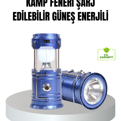 Güneş Enerjili Kamp Lambası Şarjlı Taşınabilir Kompakt Açık Hava Işığı