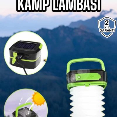 Güneş Enerjili Led Lamba Kamp Lambası Katlanabilir Lamba USB Şarjlı