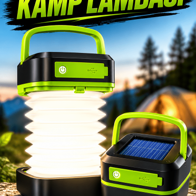 Güneş Enerjili Led Lamba Kamp Lambası Katlanabilir Lamba USB Şarjlı
