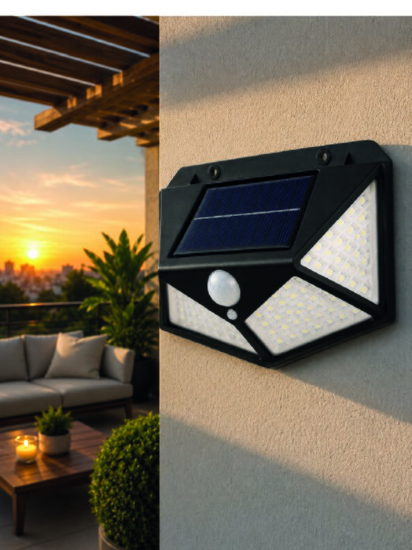Bahçe Balkon Garaj ve Girişler İçin Güneş Enerjili Hareket Sensörlü LED Duvar Lambası