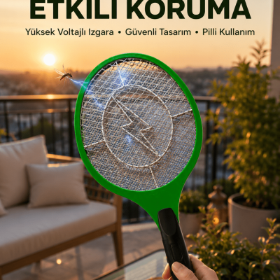 Hafif ve Ergonomik Elektronik Böcek Öldürücü – Güvenlik Koruması ile Pil Kontrollü