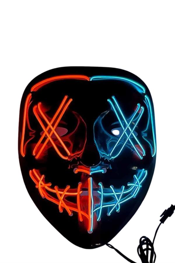 Hallowen Parti Maskesi Neon Led Işıklı Maske 3 Modlu Cadılar Bayramı Maskesi