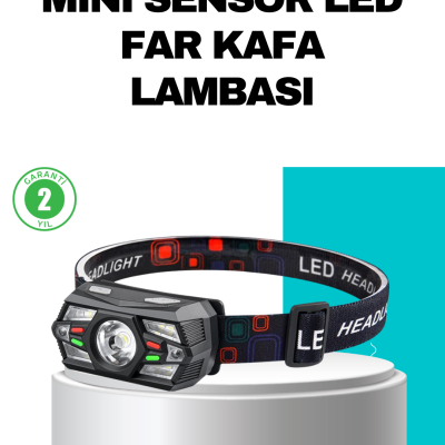Hareket Sensörlü Şarjlı LED Far Suya Dayanıklı Çok Modlu