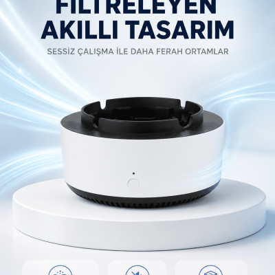 Hava Temizleyici Küllük ,Duman Filtreli, Sessiz Çalışan, Şık Tasarım