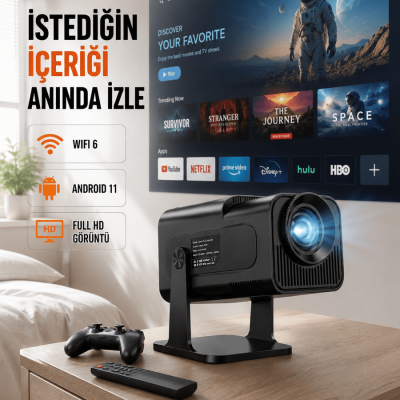 HCS350pro 1080P Full HD Taşınabilir Android Projektör Yeni Nesil