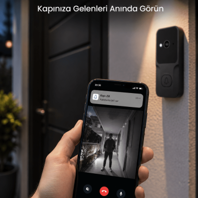 HD Kameralı Akıllı Kapı Zili | Çift Yönlü Sesli Wi-Fi Görüntülü Kapı Zili