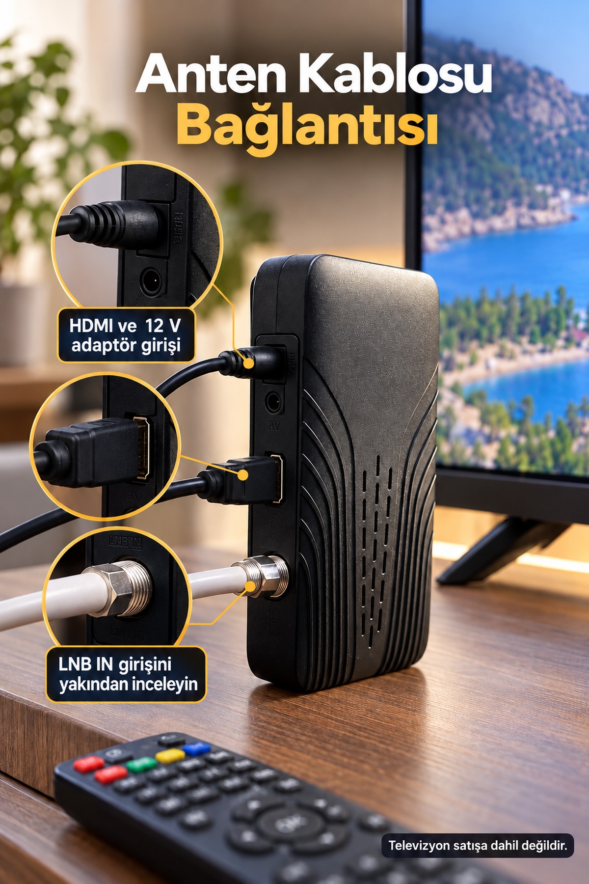 HDMI Kablolu ve Adaptörlü HD Uydu Alıcısı