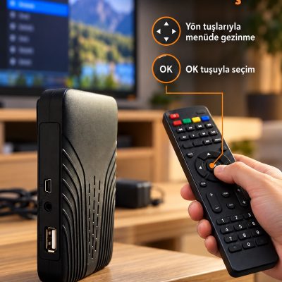 HDMI Kablolu ve Adaptörlü HD Uydu Alıcısı