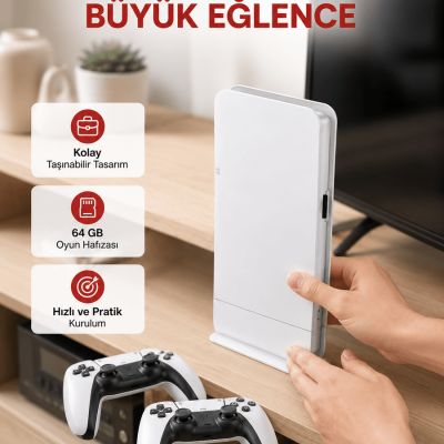 HDMI Çıkışlı Kablosuz 2 Kollu 4K Retro Oyun Kutusu