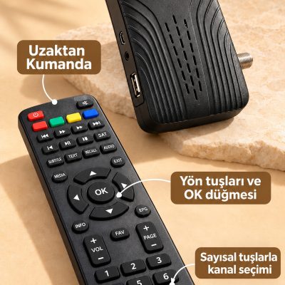 HDMI Kablolu ve Adaptörlü HD Uydu Alıcısı