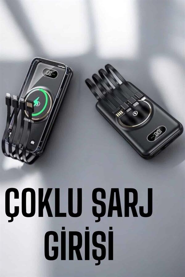 Hızlı Şarj Dijital Göstergeli Powerbankli Çoklu Şarj Özelliği