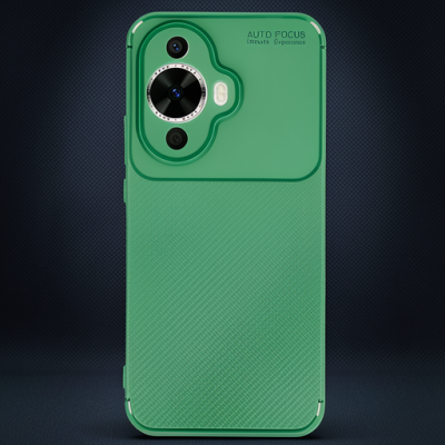 Huawei Nova 12s Kılıf Auto Focus Karbon Kapak - Koyu Yeşil